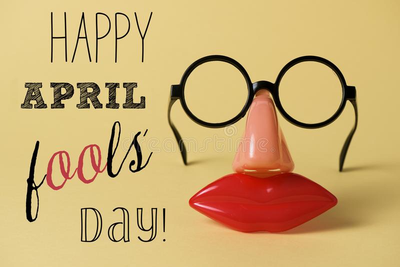 novelty glasses text happy april fools day pair fake eyeglasses nose mouth text happy april fools day 112674743